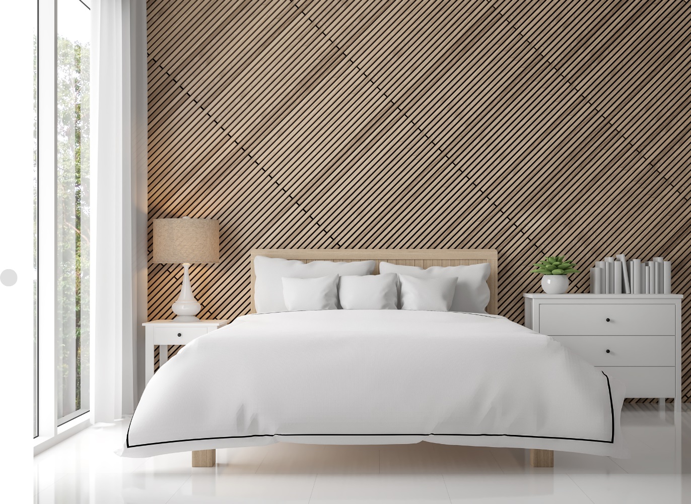 Wooden Slated Panel Bedroom